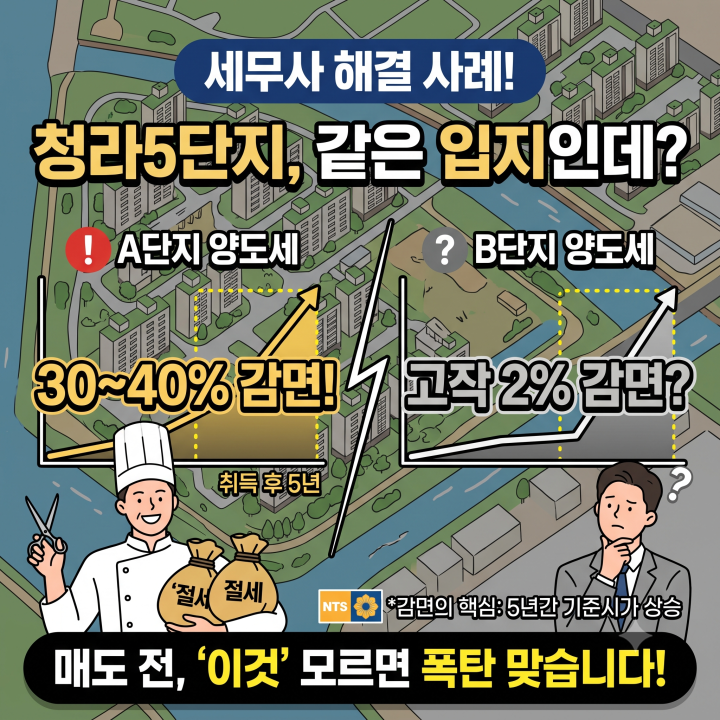 미분양 아파트인데, 왜 한쪽은 양도세 40% 감면이고 다른 쪽은 2%일까?